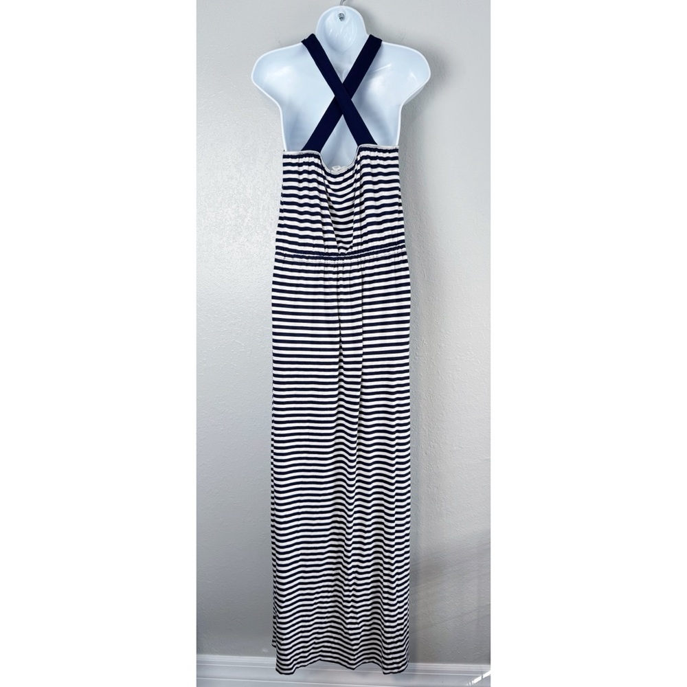 Caslon blue white striped stretchy maxi dress S - Picture 5 of 10